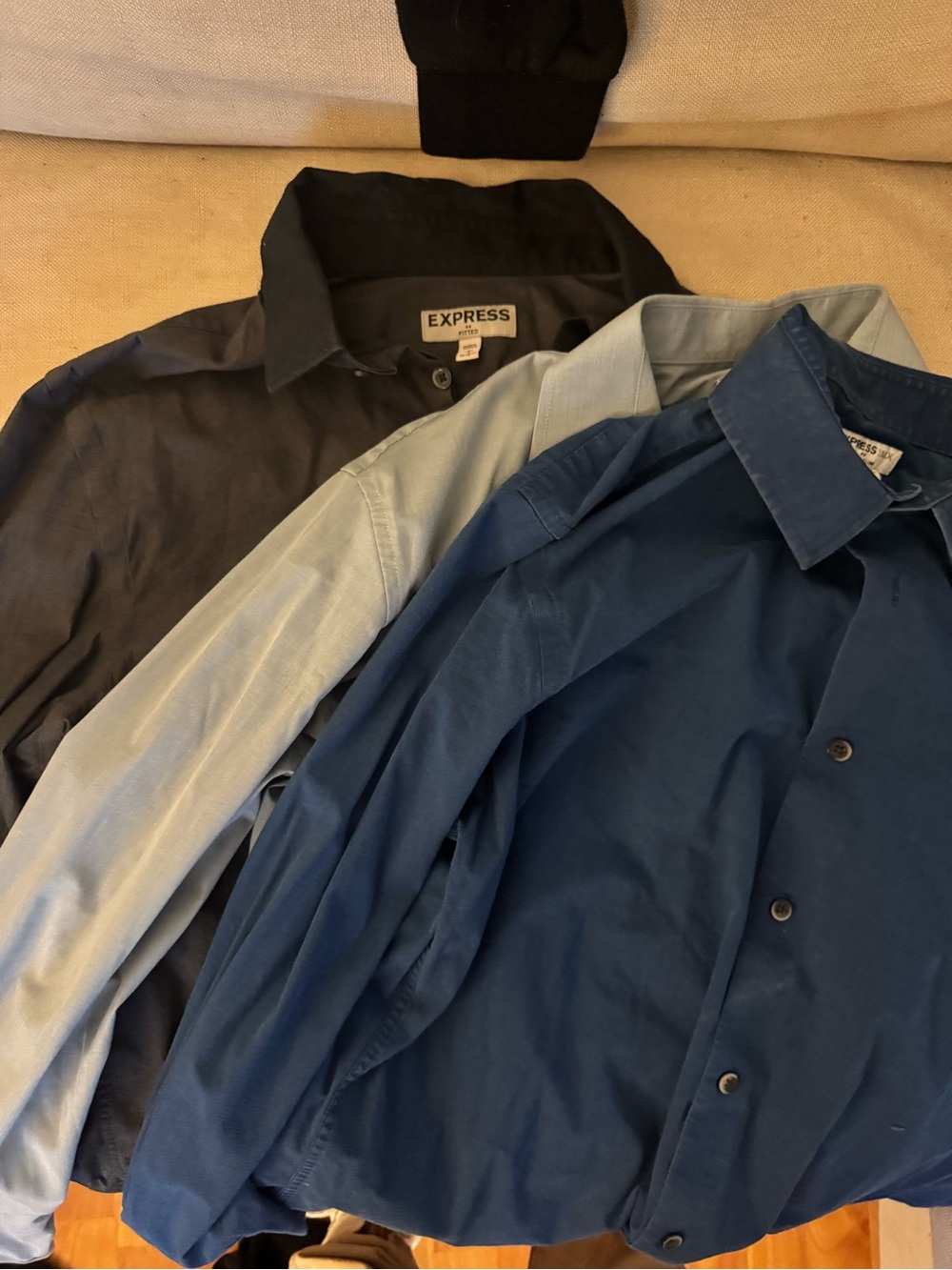 Men's Blue, Black, and Light Blue Dress Shirts - Button Front